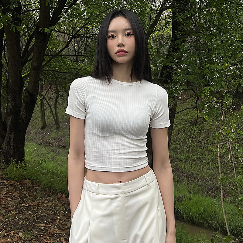 Mathieu韩国纯色基础款短袖T恤女夏季时尚修身显瘦打底衫短款上衣