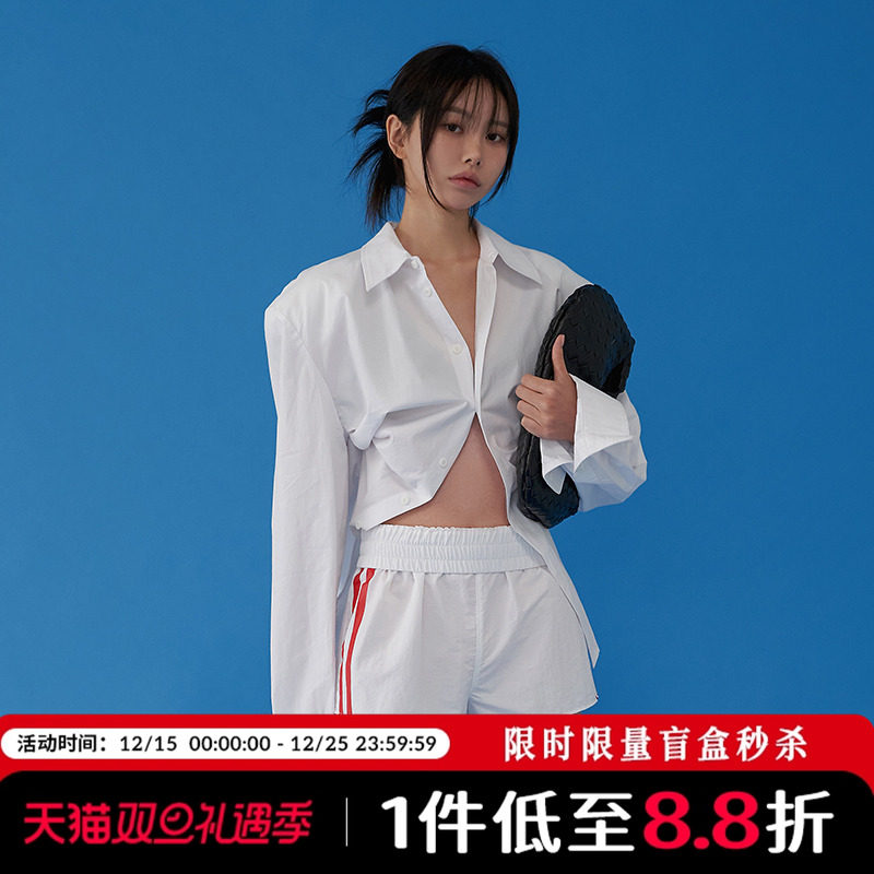 Mathieu韩国休闲运动风短裤女夏季新款撞色宽松透气美式裤子薄款