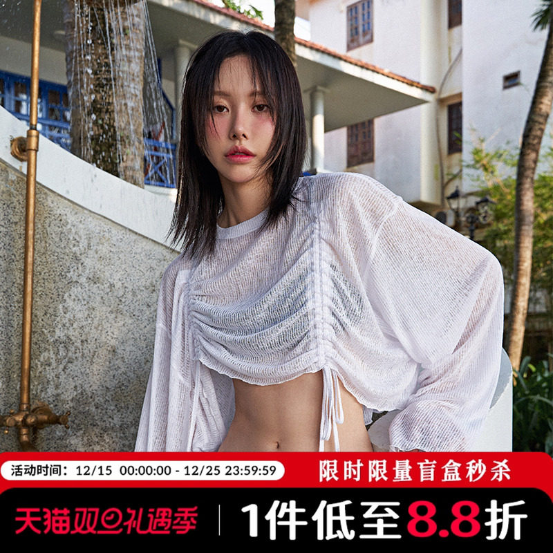 Mathieu微透长袖T恤女罩衫上衣