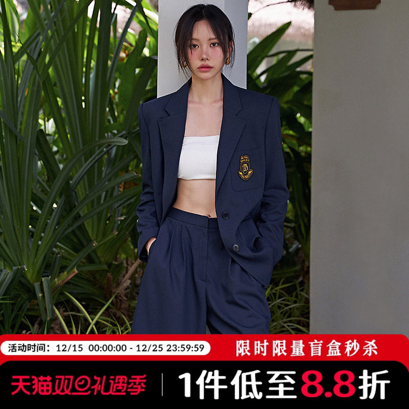 Mathieu韩国洋气套装女夏季新款高级感学院风外套休闲五分短裤子