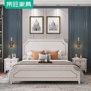 床轻奢现代简约实木床1.8米小美风格 美式 灰色双人床1.5米主卧床