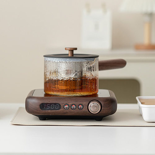 胡桃木电陶炉磁吸侧把茶水分离