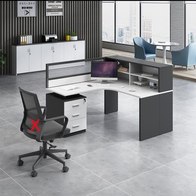 员工办公桌F型四人T八人位电新品转角十字型公司家具职员带文件柜