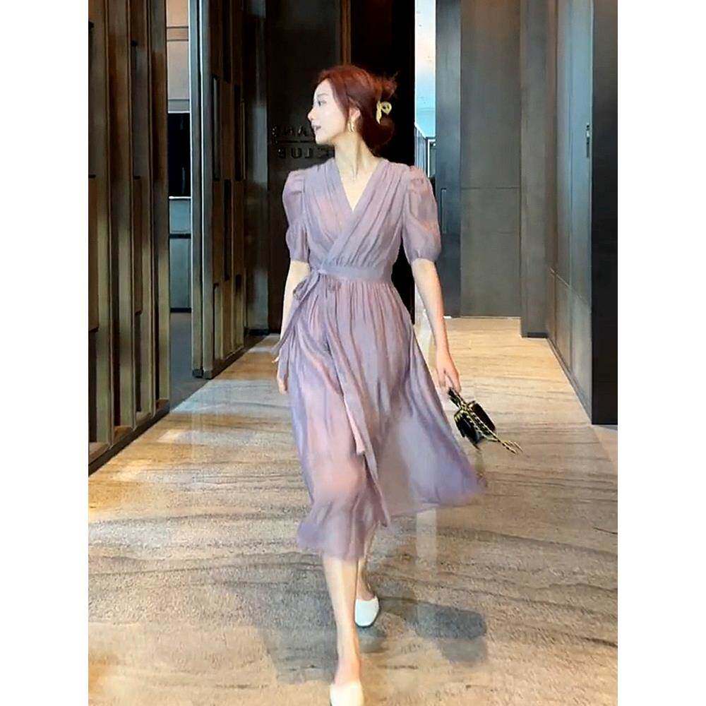 欧洲站2024夏装新款气质御姐名媛高级感轻熟有女人味的长裙连衣裙