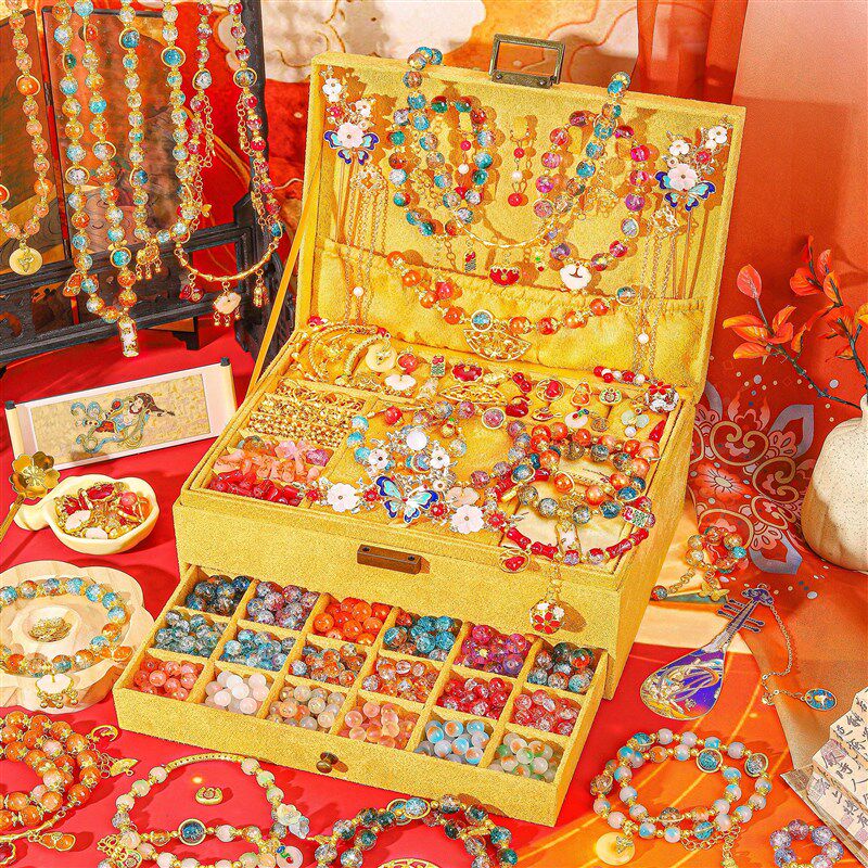 儿童手链串珠手工diy材料古风手串穿珠子琉璃玩具小女孩生日礼物