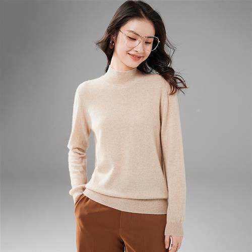 22秋冬半ZHM2NC22高领全羊绒女衫100羊绒纯色修身针山织打底内薄