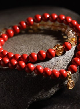 【壮的响亮】《福泽朱华》朱砂黄水晶/福币本命年开运手链