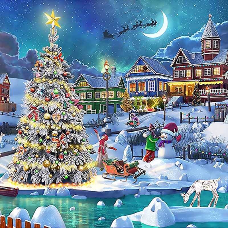 木质拼图300/500/1000片大型成年人减压儿童益智拼块圣诞新年礼物