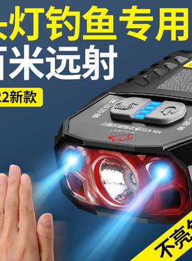 头灯钓鱼专用夜钓感应帽夹灯强光充电超亮JLED夹帽灯头戴式帽檐灯