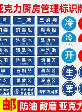 fxrn亚克力防水厨房管理标识牌