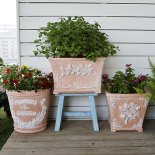 彷陶瓷红陶花盆多肉大号花园阳台覆古北欧网红创意户外庭院大口径