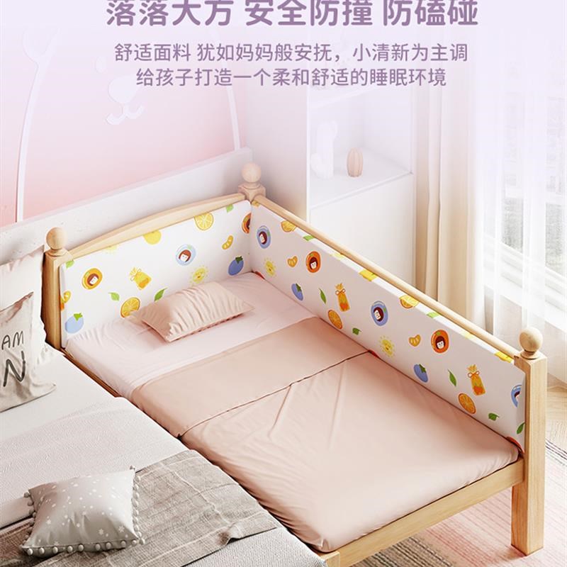 实木儿童床男孩单人床婴t儿拼接大床边床加宽小床带护栏女孩公主