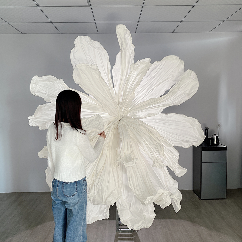 超大褶皱纸艺花巨型纸花婚礼舞台背景装饰花婚纱影楼W摄影布置道