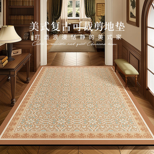 美式复古地垫入户门垫进门口玄关皮革脚垫2024新款免洗可裁剪地毯