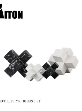 欧式简易大理石书桌摆件 软装样板房电视柜酒柜书柜十字镇小摆设