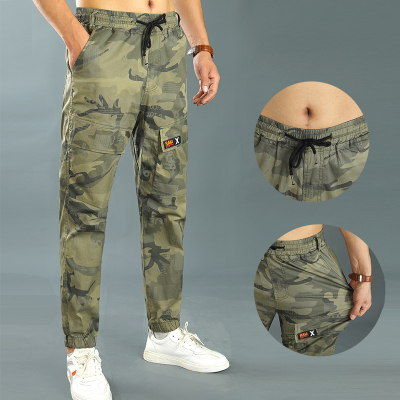 2023迷彩工装裤男休闲t裤宽松束脚夏季薄款男士运动长裤男款夏裤