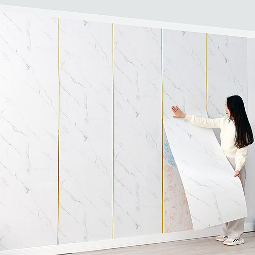 2023新款家用壁纸3d立体仿大理石瓷砖背景墙Q贴纸防水防潮墙纸自