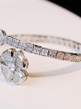 时尚和个性化的微铺锆石手炼花手炼韩式开放式可调新娘婚纱配件