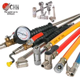 汽车轮胎打气嘴充气嘴快速加气咀带胎压气压表充气杆充气管子接头