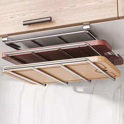 厨房锅盖架壁挂式免打孔不锈钢锅盖架子多功能菜板锅盖架收纳神器