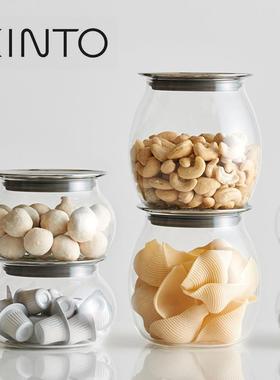 日本KINTO TOTEM 玻璃储物罐 咖啡豆茶叶厨房密封收纳罐 不锈钢盖