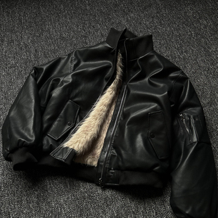 2025新款飞行员皮夹克座山雕冬季美式复古短款棉衣外套男棉服女潮