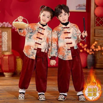 男童加绒汉服中国风古装套装
