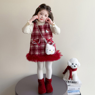 女童连衣裙秋冬款新款周岁女宝party香风小礼服冬季儿童冬装裙子