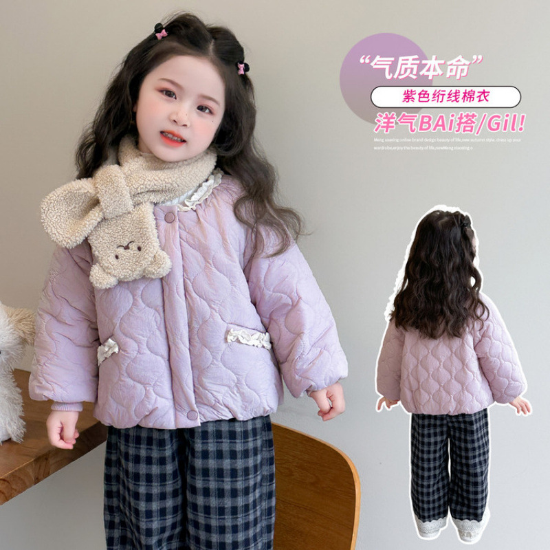 女童棉服秋冬款2025新款洋气童装休闲短裤外套儿童棉衣冬装