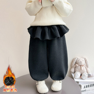 宝宝休闲束脚裤 女童加绒裤 儿童加厚羊驼绒卫裤 2025新款 子 子秋冬季