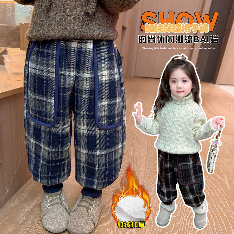 女童加绒裤子一体绒冬季2025裤子