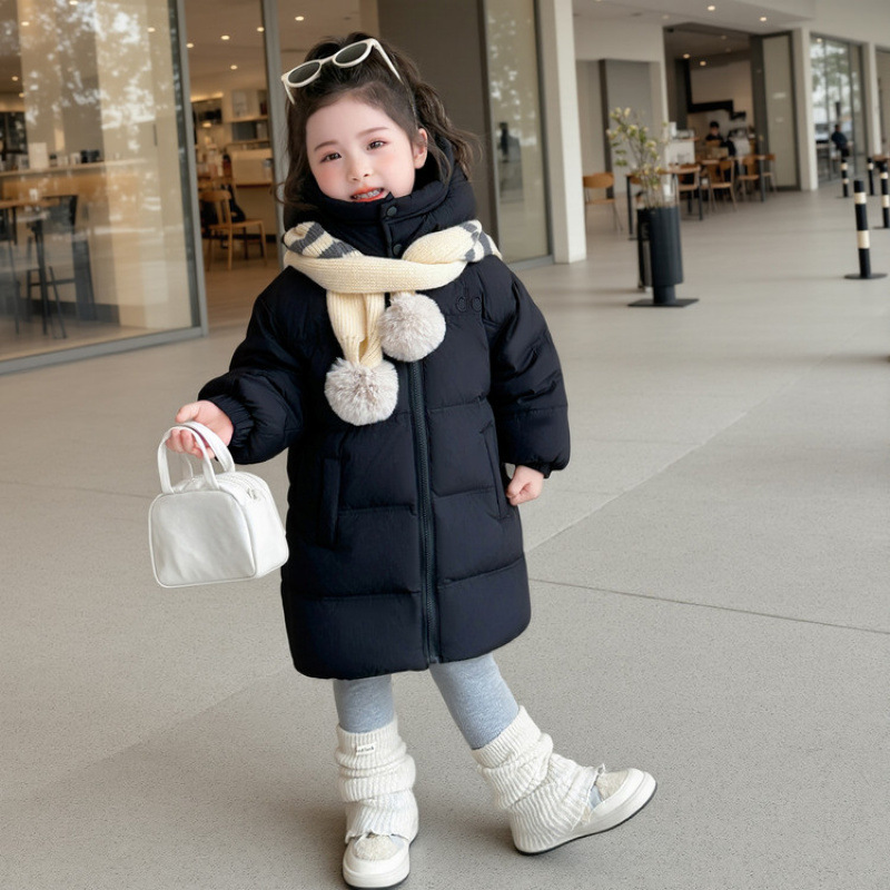 纯色羽绒服中长款冬季新款女宝宝