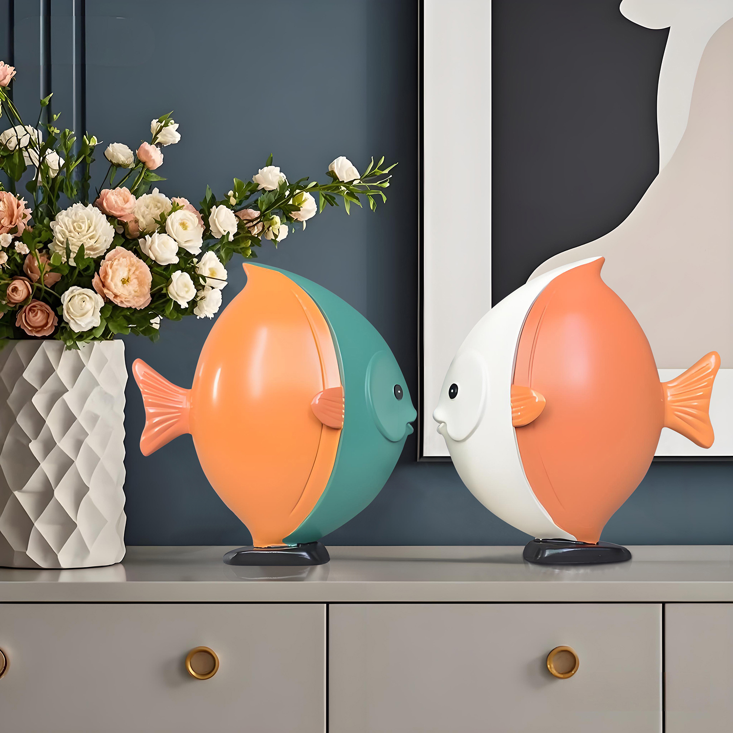 鱼摆件客厅电视柜酒柜装饰品办公室桌面家居饰品摆设创意卡通礼物