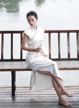 澜竹原创旗袍新款夏季改良新中式日常连衣裙高级气质提花开叉长裙