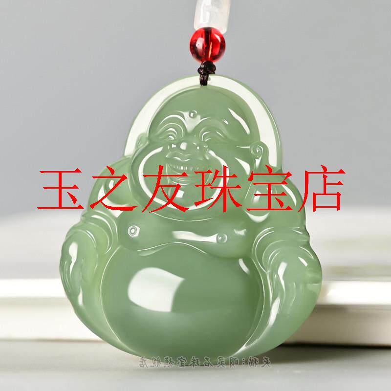 正宗和田玉吊坠女玉佛玉坠大肚弥勒佛笑佛玉佩玉石毛衣链佛公挂件