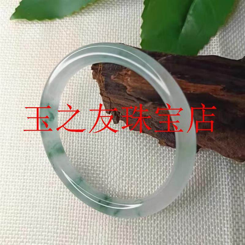 缅甸翡翠色手镯高端玉石冰种飘阳绿细圆条翡翠色玉镯子叮当镯女款