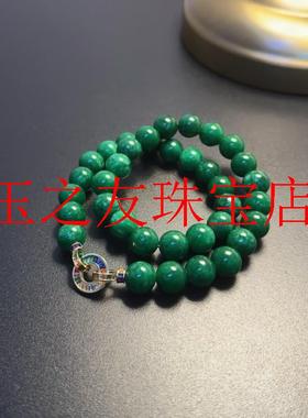 缅甸翡翠色干青圆珠项链大颗粒新中式国风原创饰品玉石阳绿锁骨链