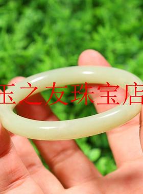精选新疆和田玉若羌黄口料黄玉手镯胖圆条玉石镯子百搭时尚女生款
