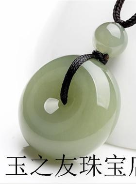 和田玉青白玉平安扣吊坠玉石男女款儿童宝宝大小挂件含证玉佩送礼