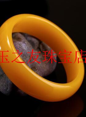 黄玉鸡油高端款玉石手镯蜜蜡金丝子黄龙宽版扁条黄玉石加宽女镯子