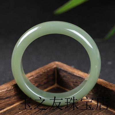 高级新疆和田玉色手镯女高端浅晴水手镯鸭蛋青手镯送妈妈冰晴镯子
