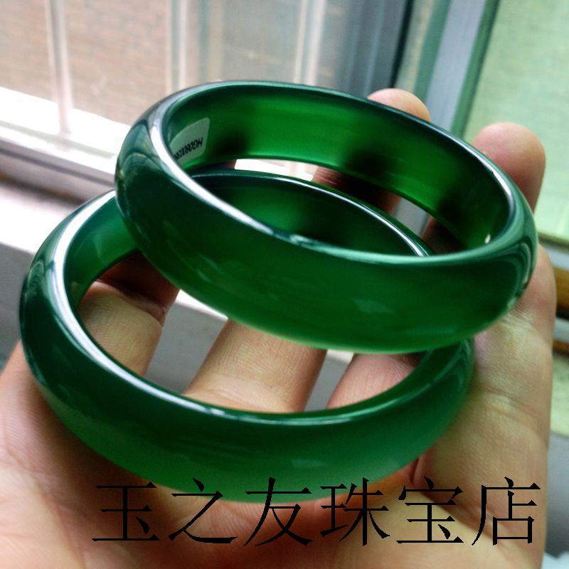 新疆和田玉碧玉贵妃手镯菠菜绿女款玉镯子高端送礼品冰种旺夫手镯