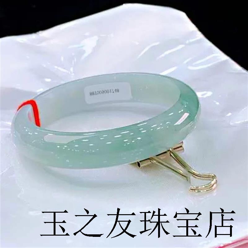 纯高端翡翠色手镯货玉手镯女款冰种浅绿玉镯子阳绿冰糯飘花百搭款