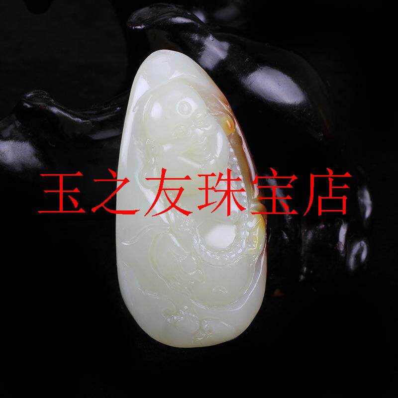 羊脂白玉籽料弥勒佛吊坠女款佛公