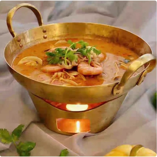 黄铜冬阴公汤锅双耳咖喱锅泡饭东南亚风格餐具泰菜餐具牛腩双耳锅
