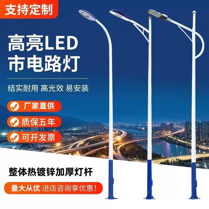 市电LED节能市政道路灯6米8米热镀锌路灯杆生产厂家直销