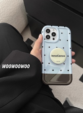 ins风气质蓝色波点适用三星note20ultra手机壳s23fe支架s24小众s21+新款a04s女a12/a23全包a34防摔a52/a71