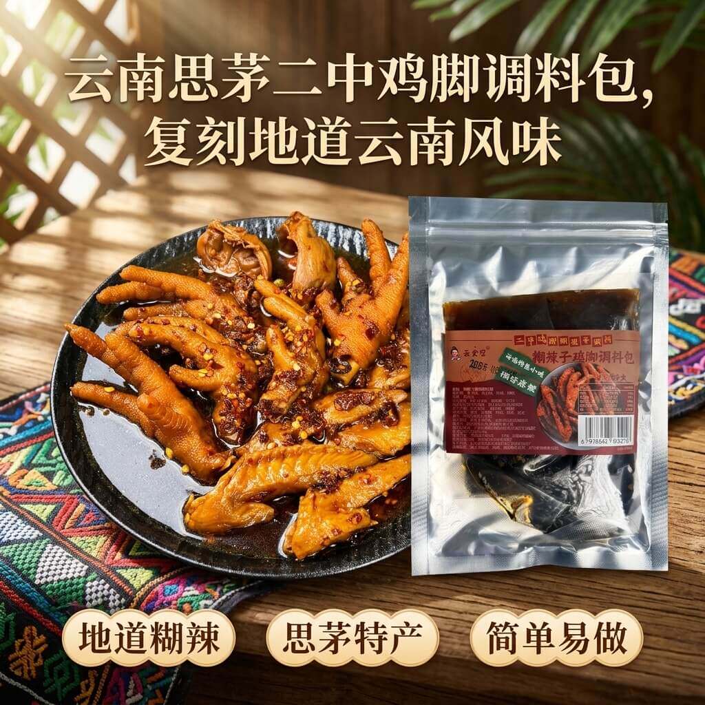 云食召糊辣子鸡脚调料包麻辣甜辣二中鸡爪卤味熟食餐饮云南特产
