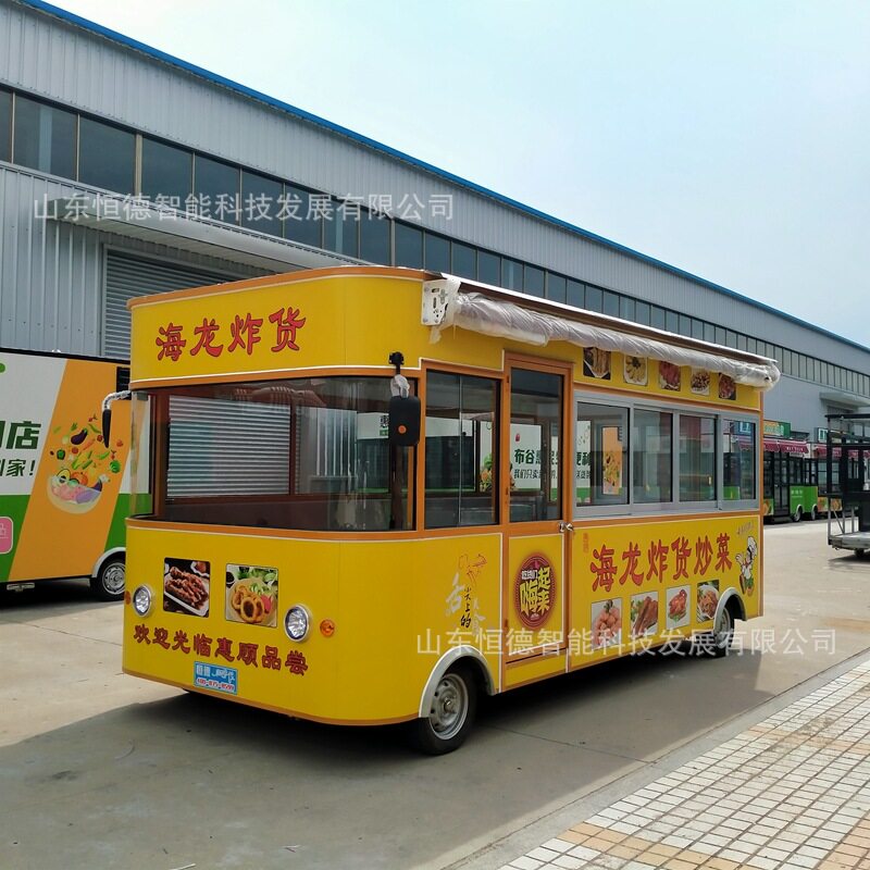 小吃车四轮摆摊车 鸡叉炸鱼凉菜小吃餐车 多功能电动小区摆摊车
