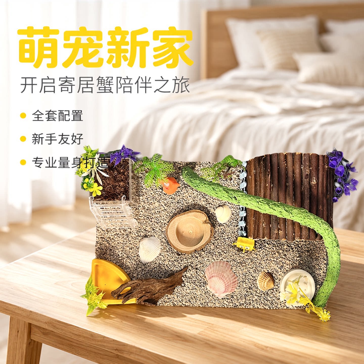 寄居蟹饲养箱盒套装恒温造景躲避水盆攀爬儿童礼物新手套餐宠物缸